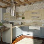 kitchen-fancy-pink-white-floral-pattern-kitchen-wallpaper-with-sweet-blue-cream-counter-and-cabinets-also-shiny-aluminum-chimeny-32-inspiring-images-of-traditional-kitchens-ideas-traditional-kitchen
